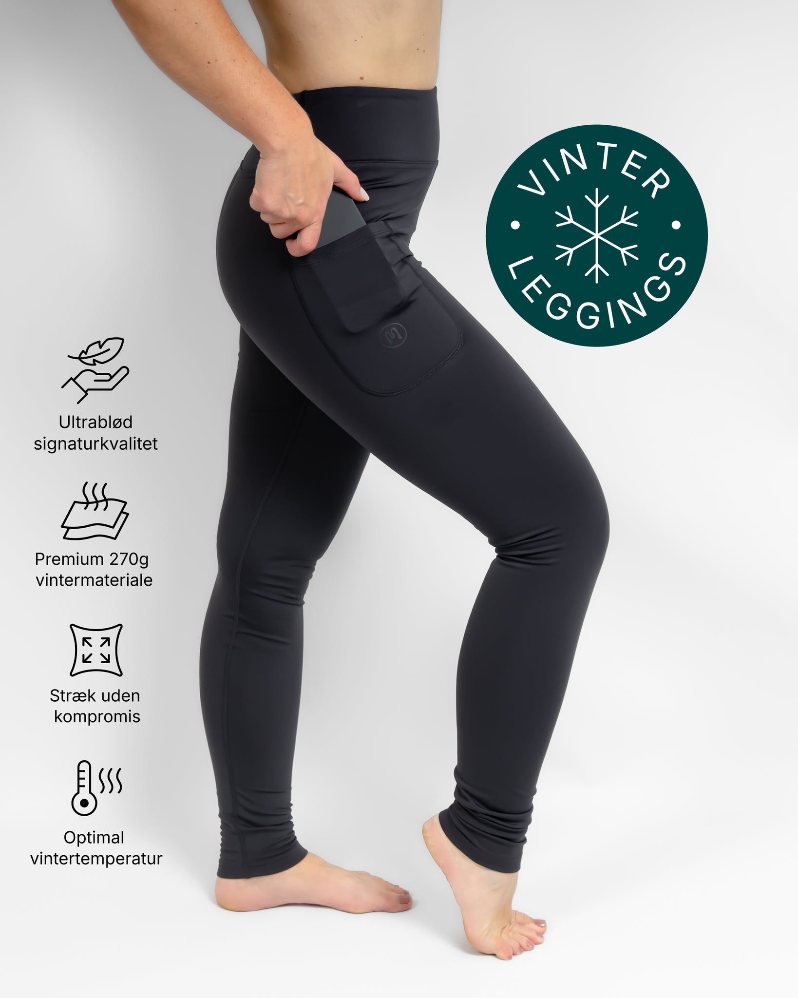 Aya Deep Grey Tight Fit Winter Leggings