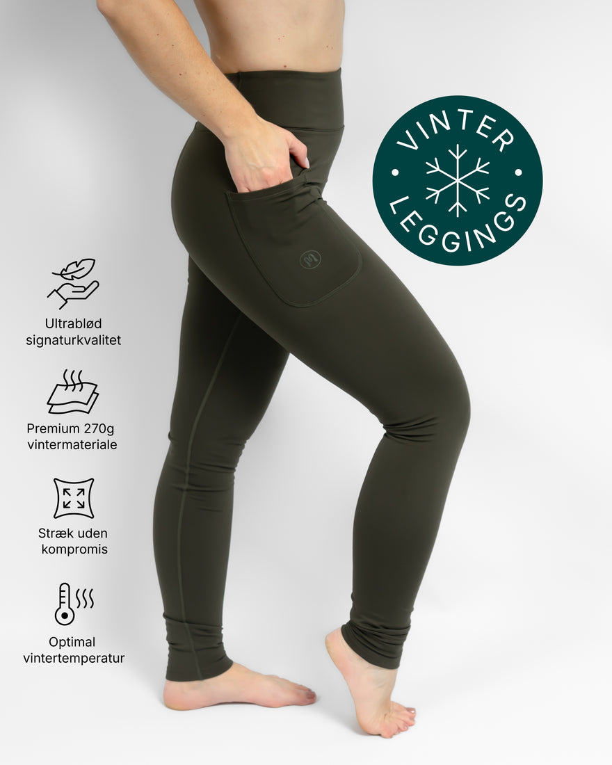 Aya Deep Olive Winter Leggings