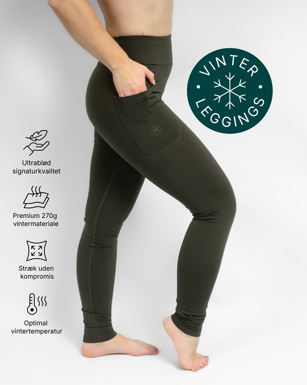 Aya Deep Olive Winter Leggings