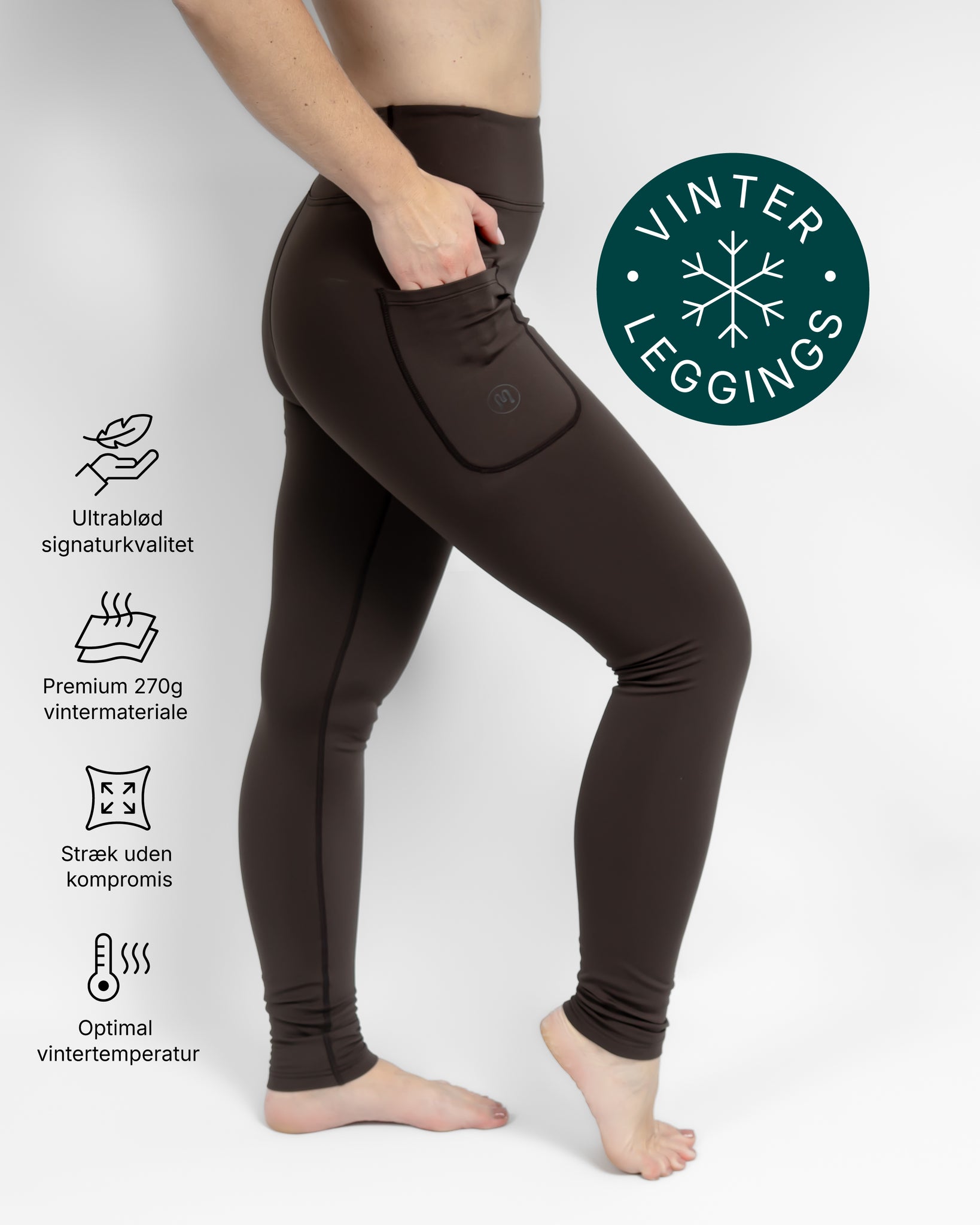 Aya Mocha Brown Tight Fit Winter Leggings