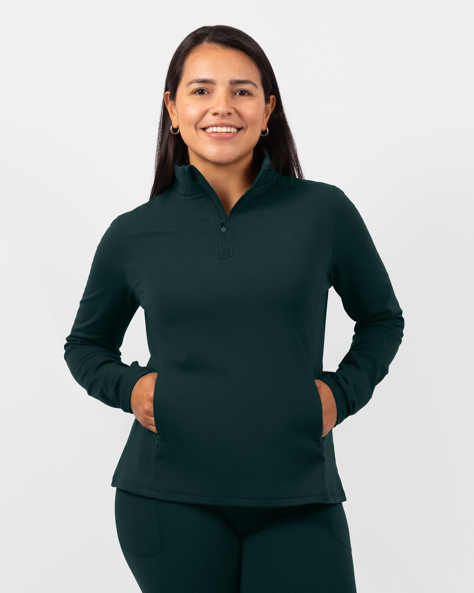 Bea Midnight Teal Half Zip Winter Top