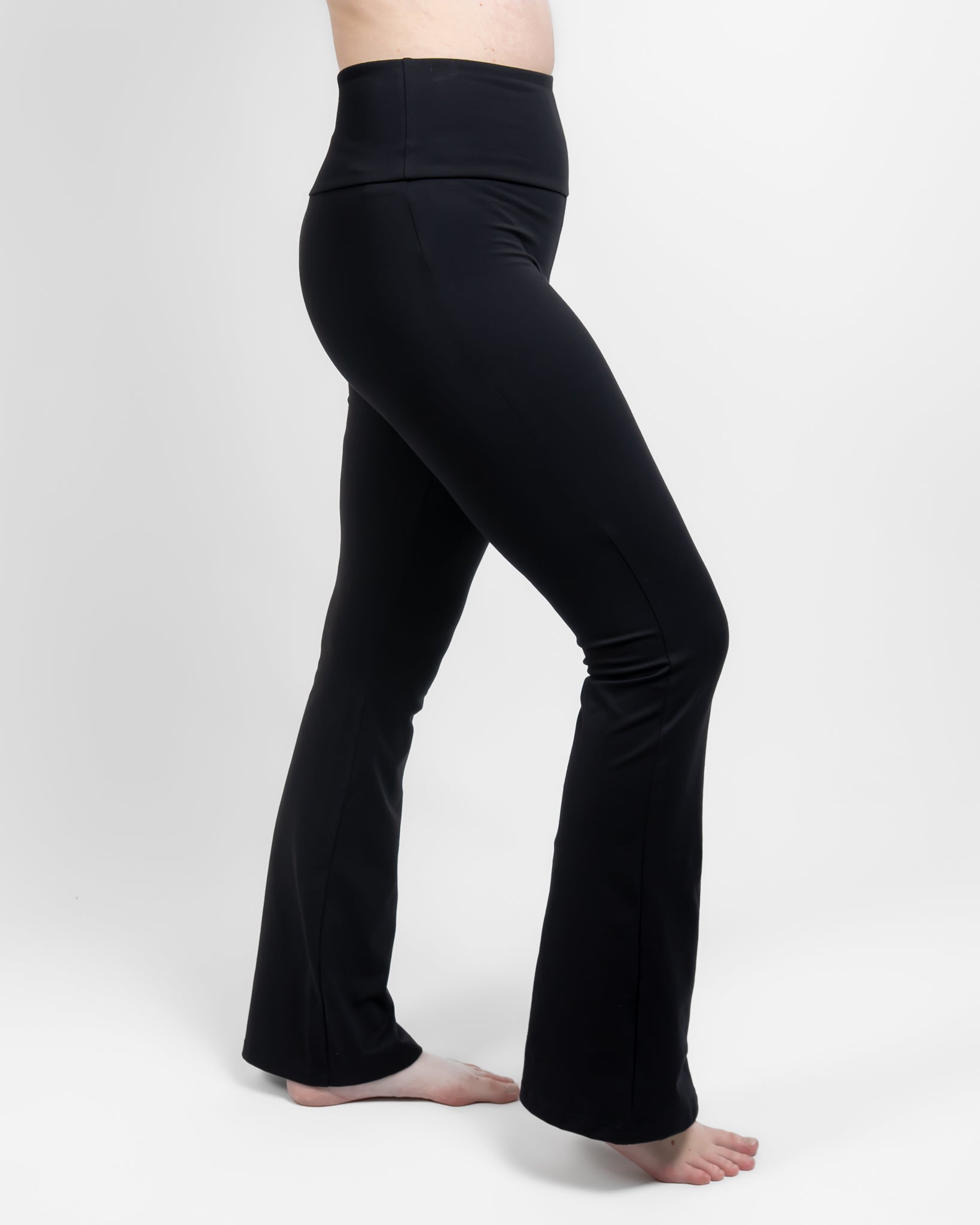 Maya Black Flared Leggings Without Pockets - Hightex