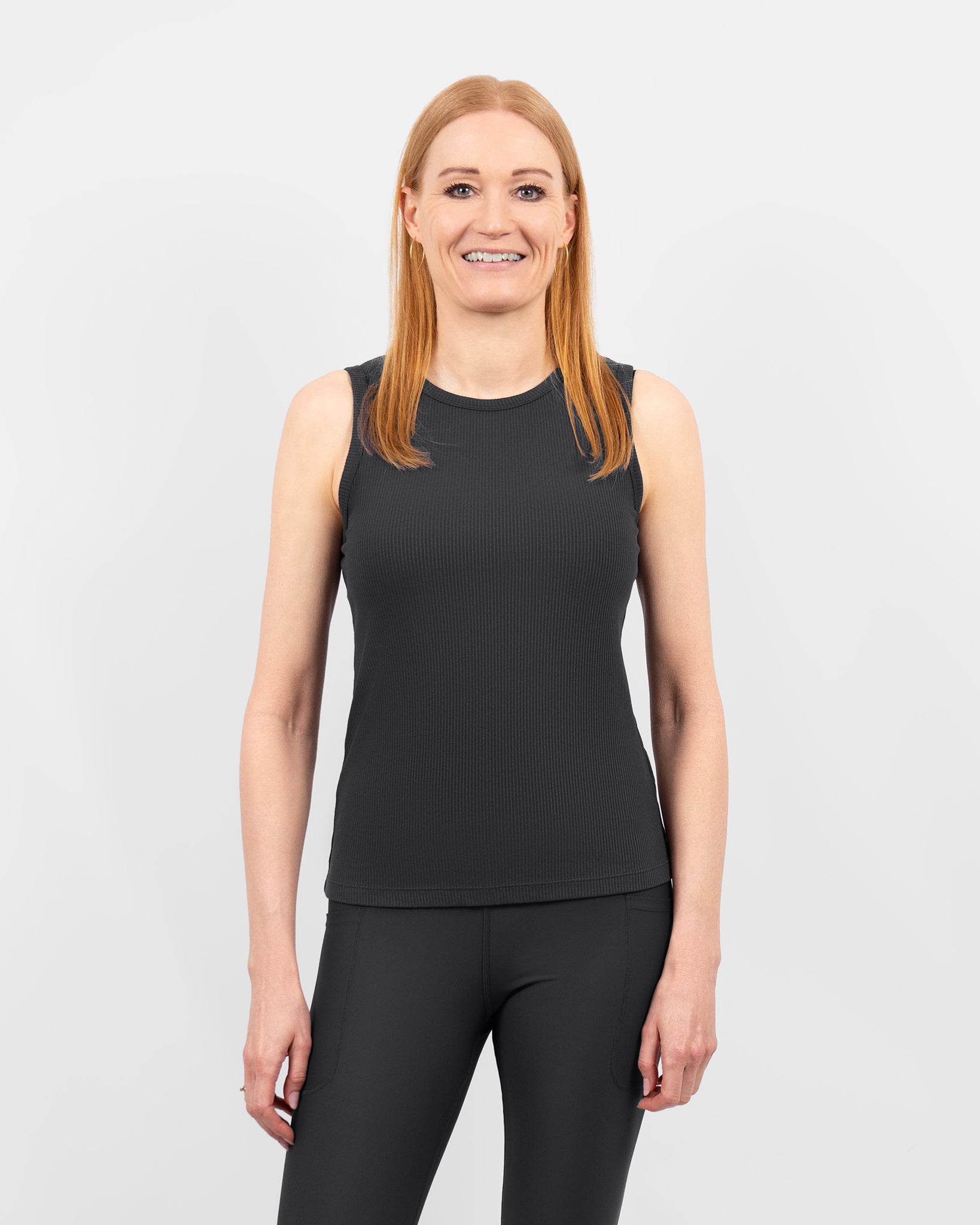 Iris Deep Grey Ribbed Tank Top