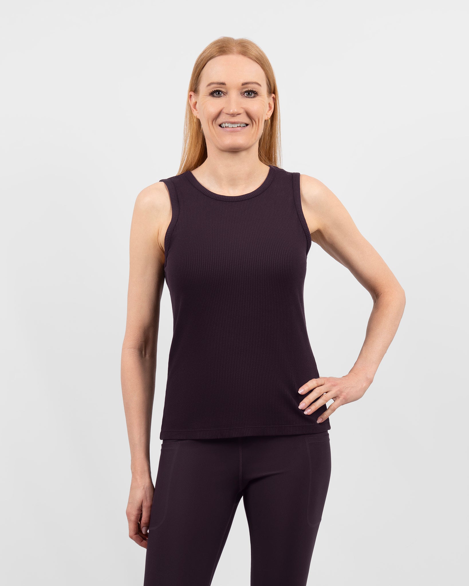 Iris Deep Plum Ribbed Tank Top