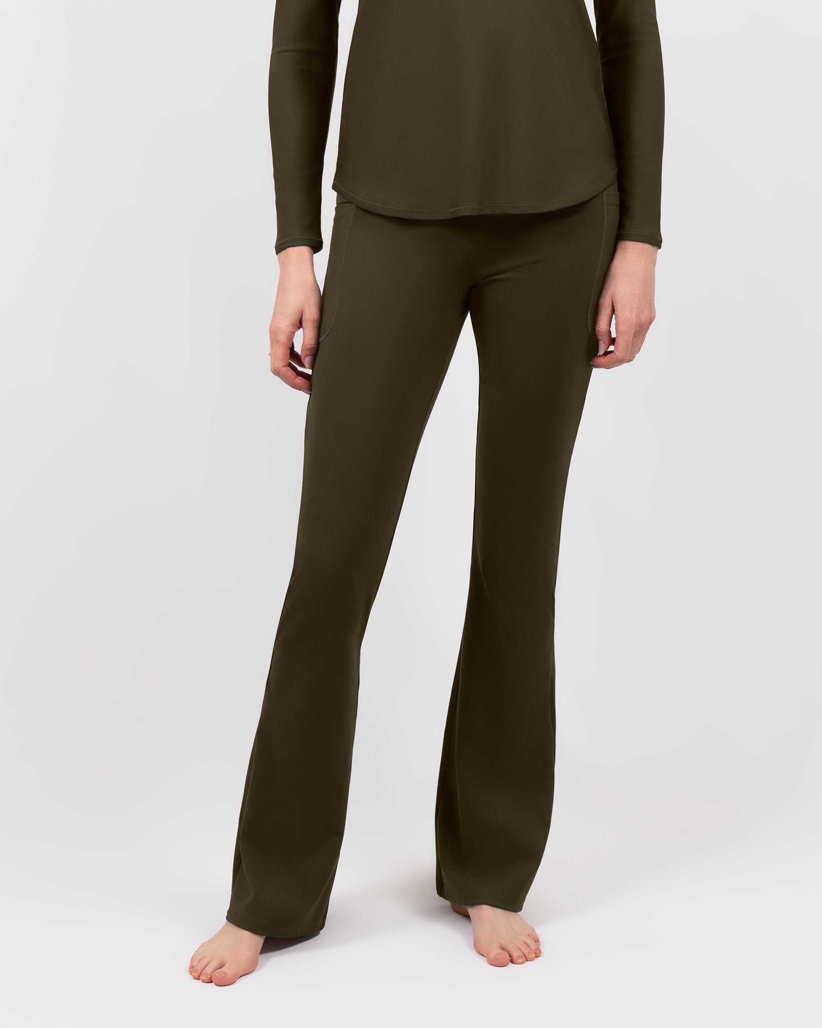 Maya Deep Olive Flared Leggings
