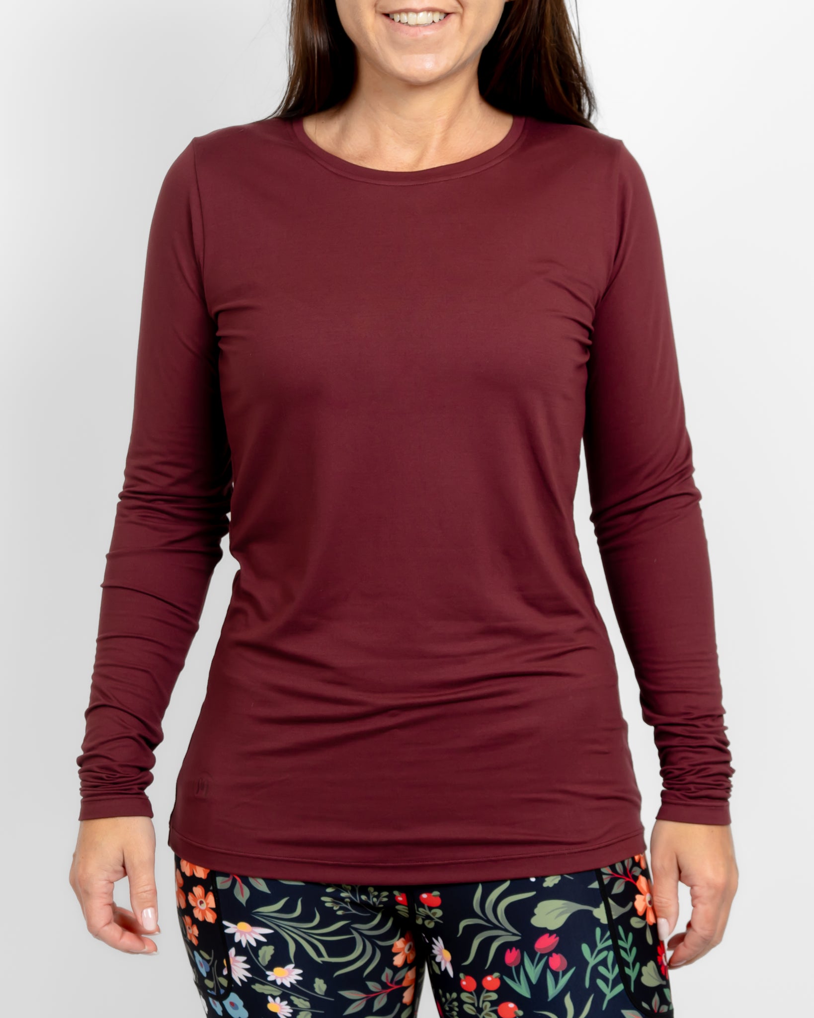 Mira Fitted Deep Bordeaux Long-Sleeve