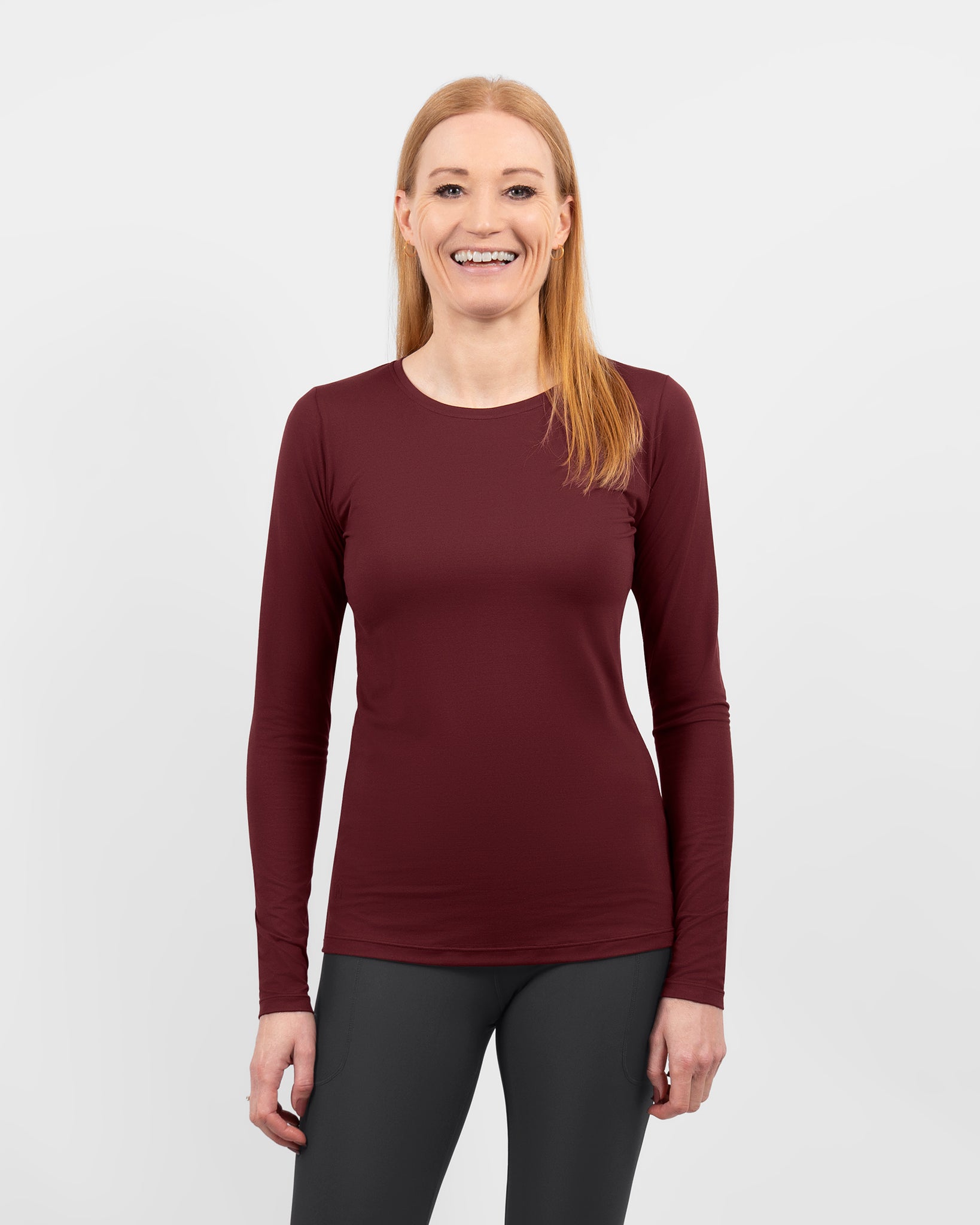 Mira Fitted Deep Bordeaux Long-Sleeve