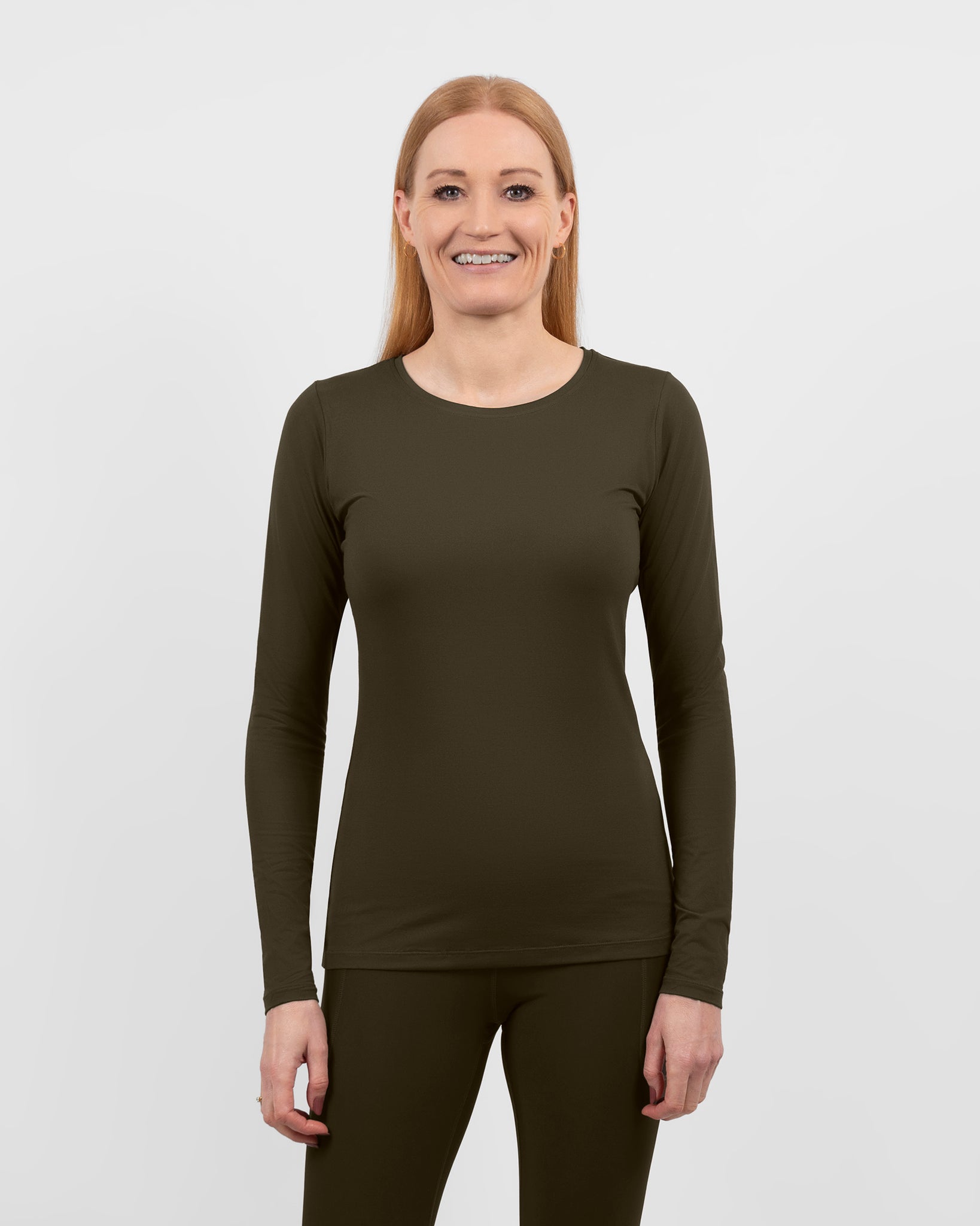 Mira Fitted Deep Olive Long-Sleeve