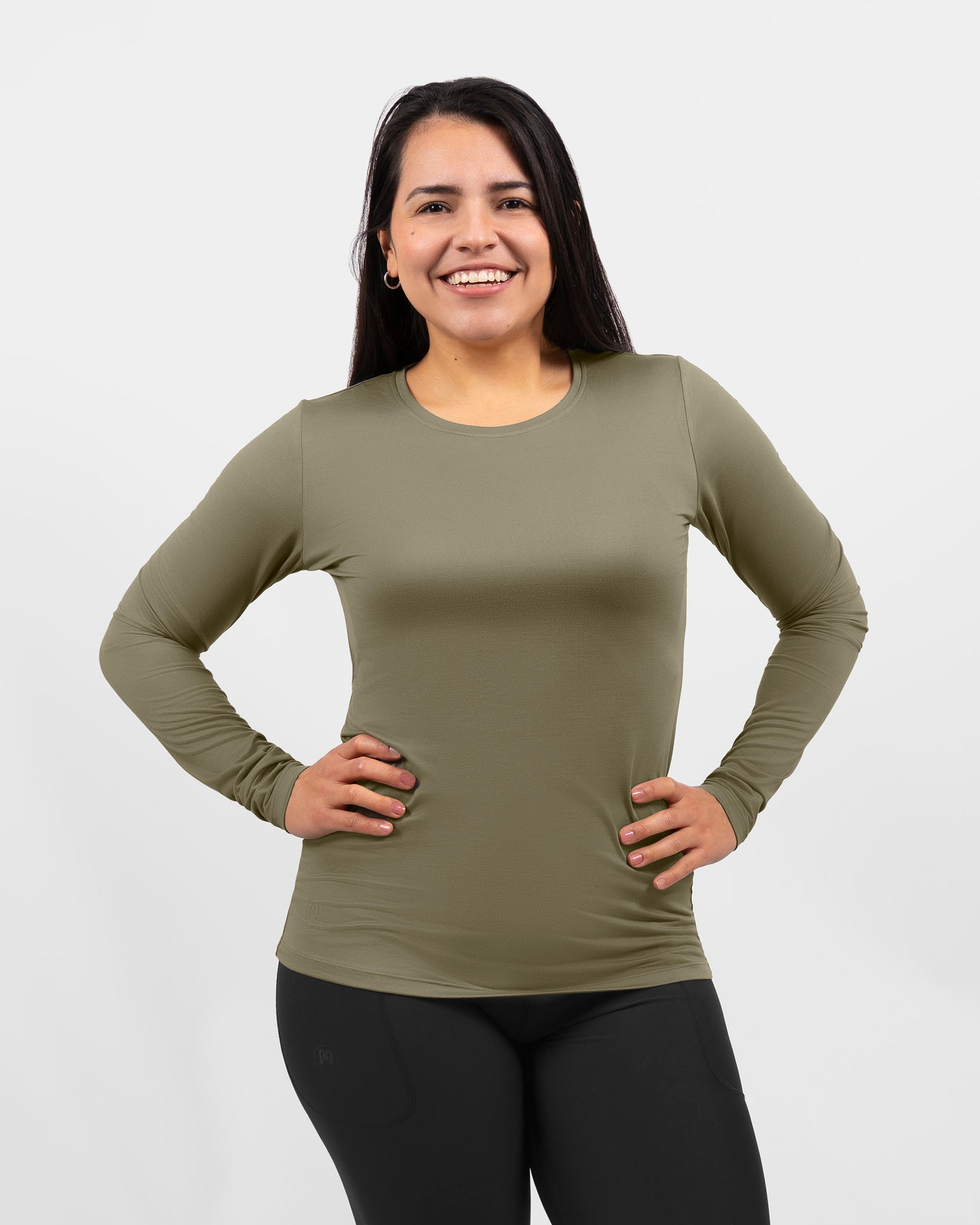 Mira Fitted Dusty Green Long-Sleeve