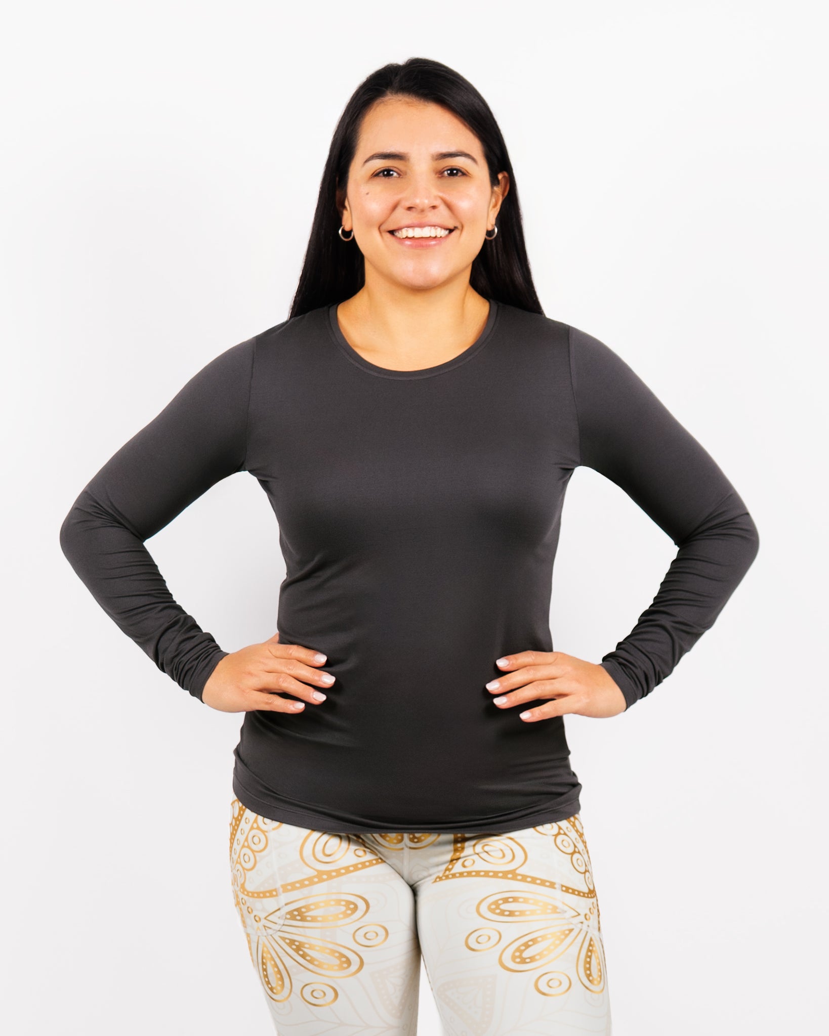 Mira Fitted Deep Grey Long-Sleeve