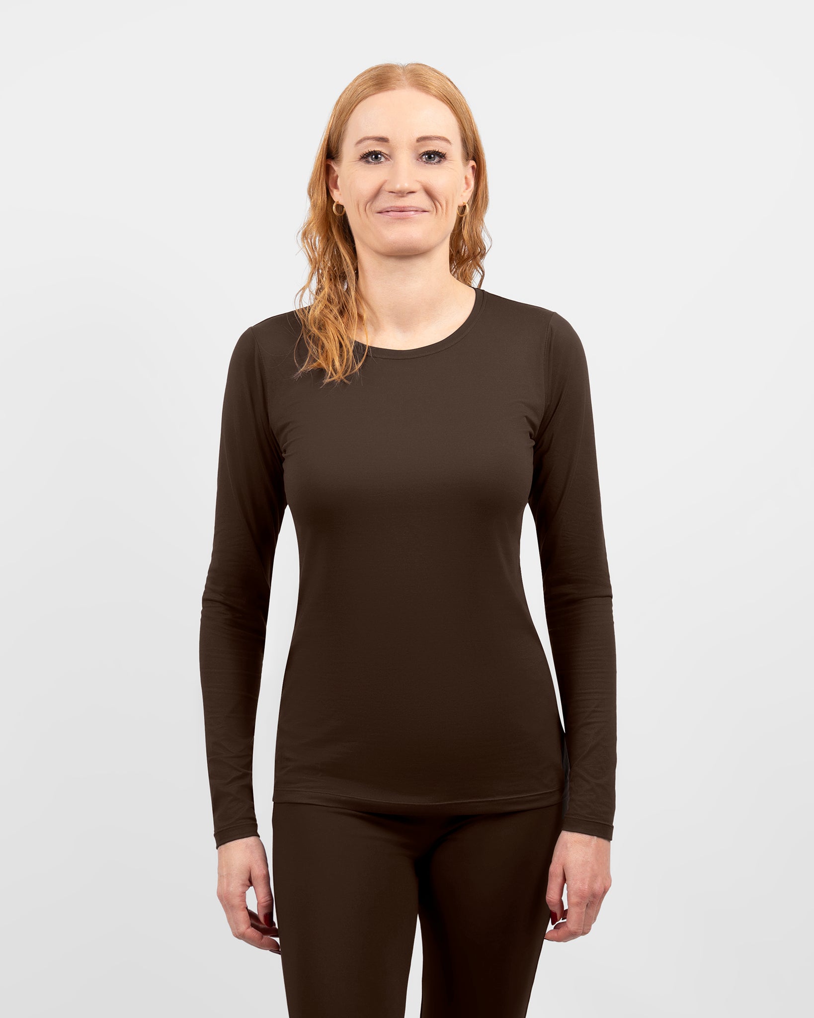 Mira Fitted Mocha Brown Long-Sleeve