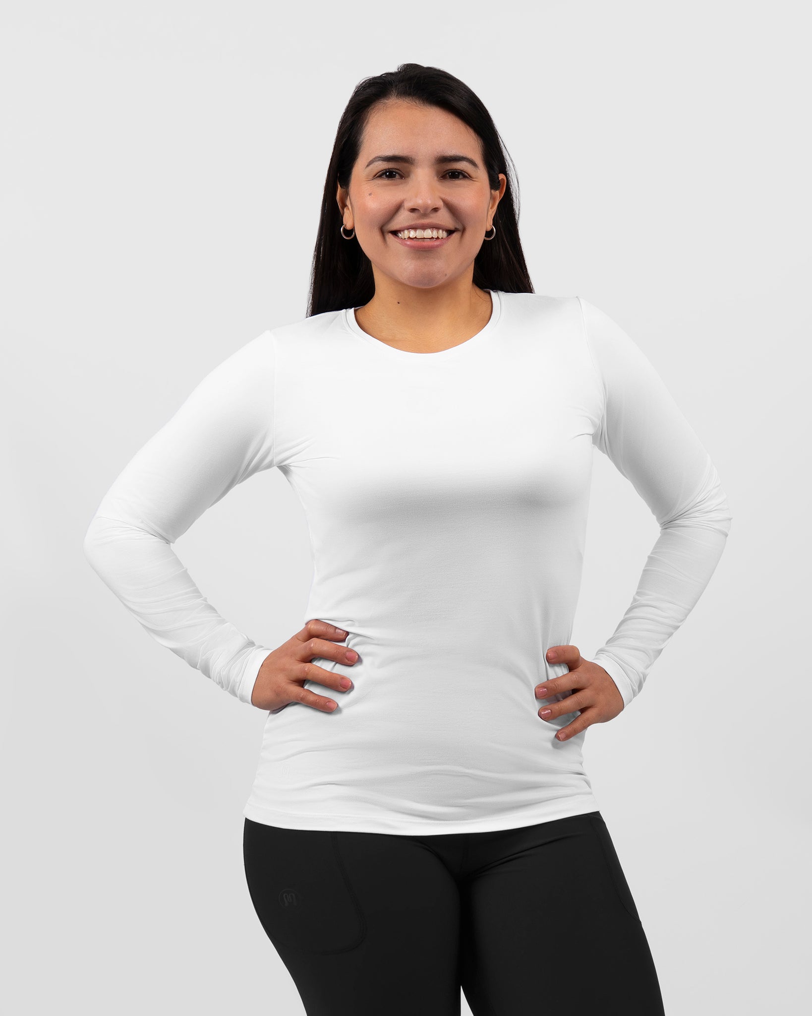 Mira Fitted White Long-Sleeve