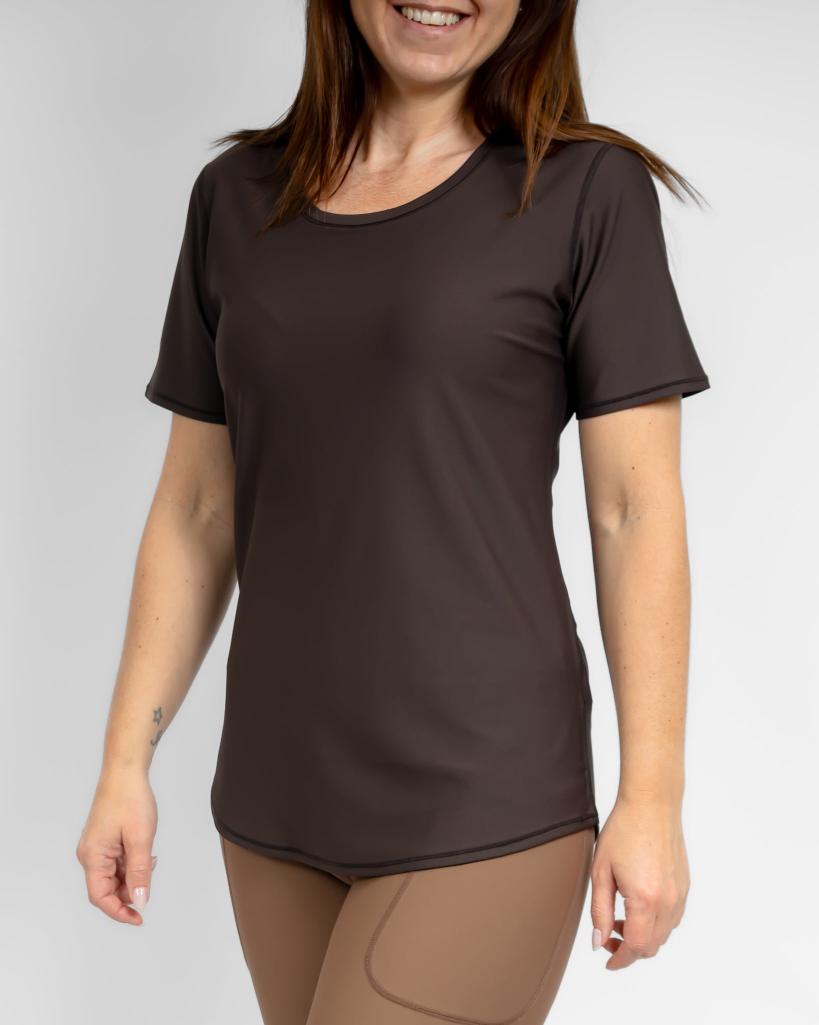 Vigga Fitted Mocha Brown T-shirt - Huabo