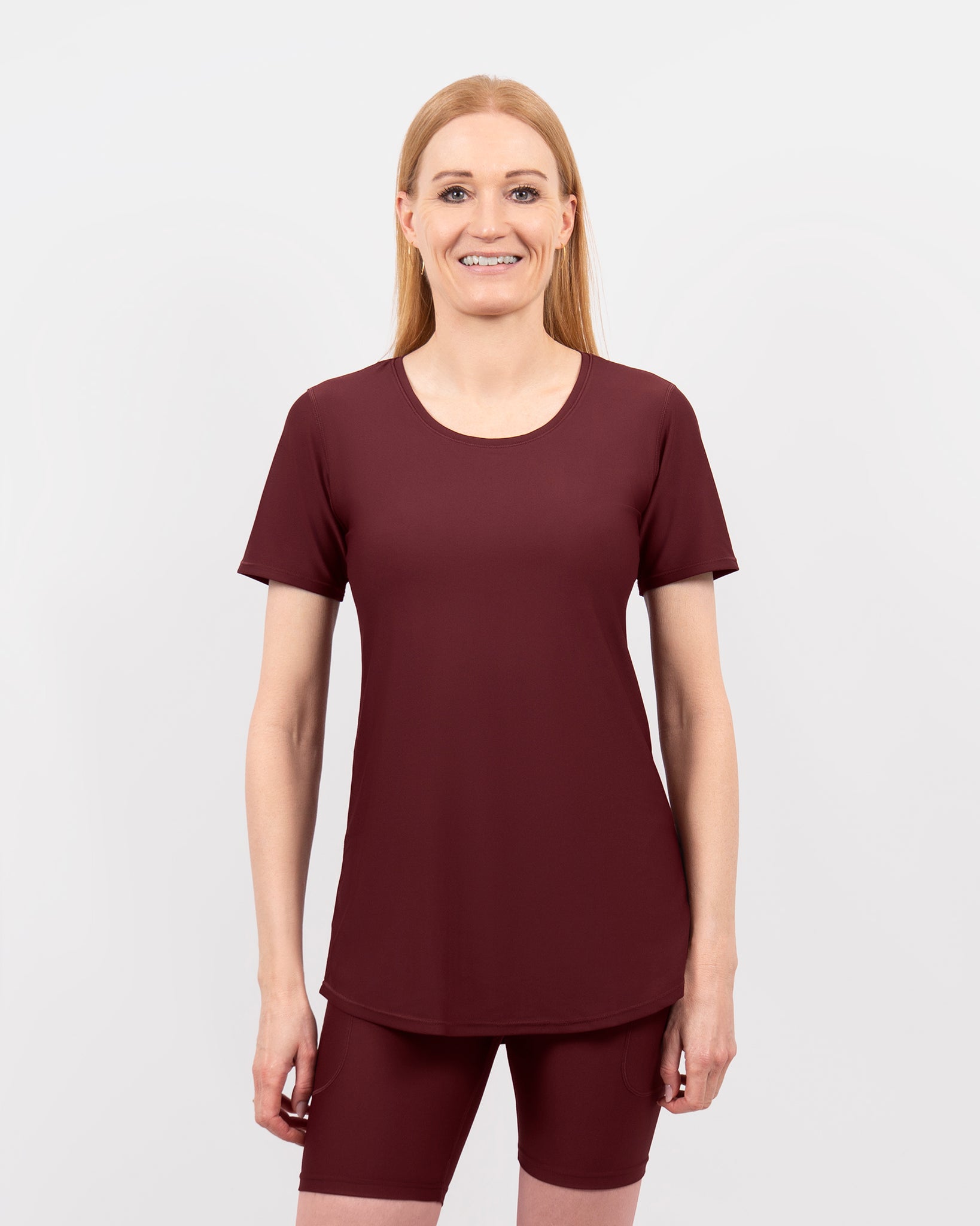Vigga Fitted Deep Bordeaux T-Shirt - Extra Length