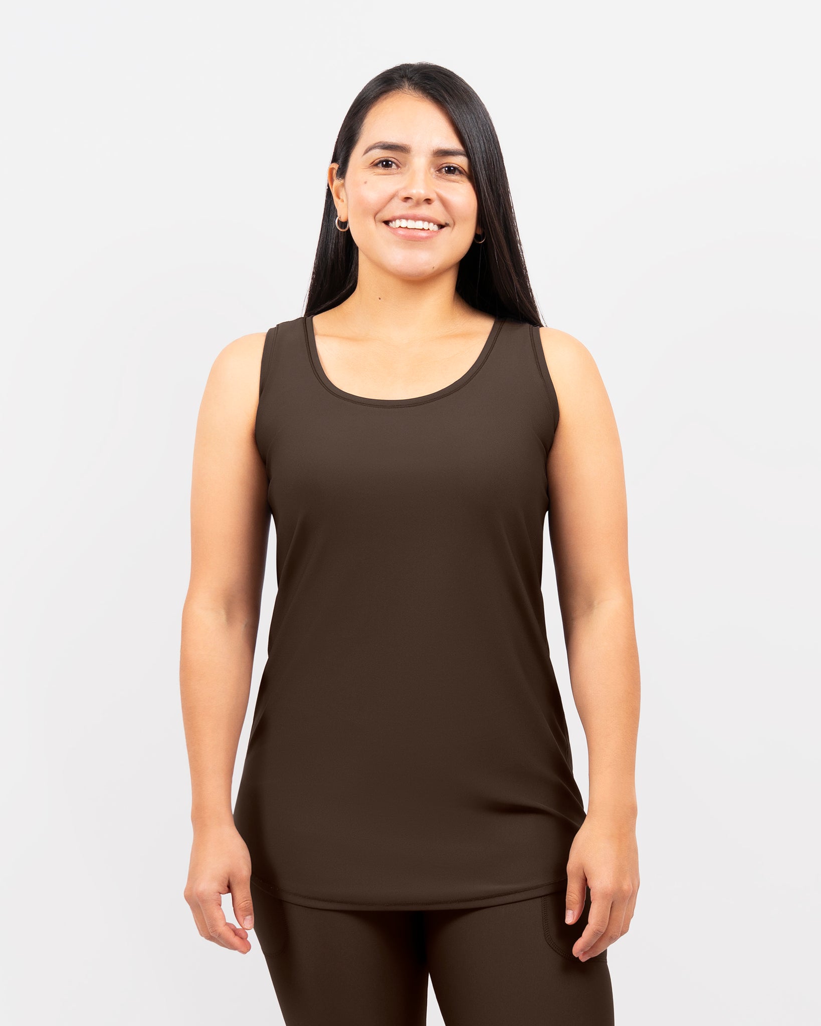 Vigga Fitted Mocha Brown Top - Extra Length