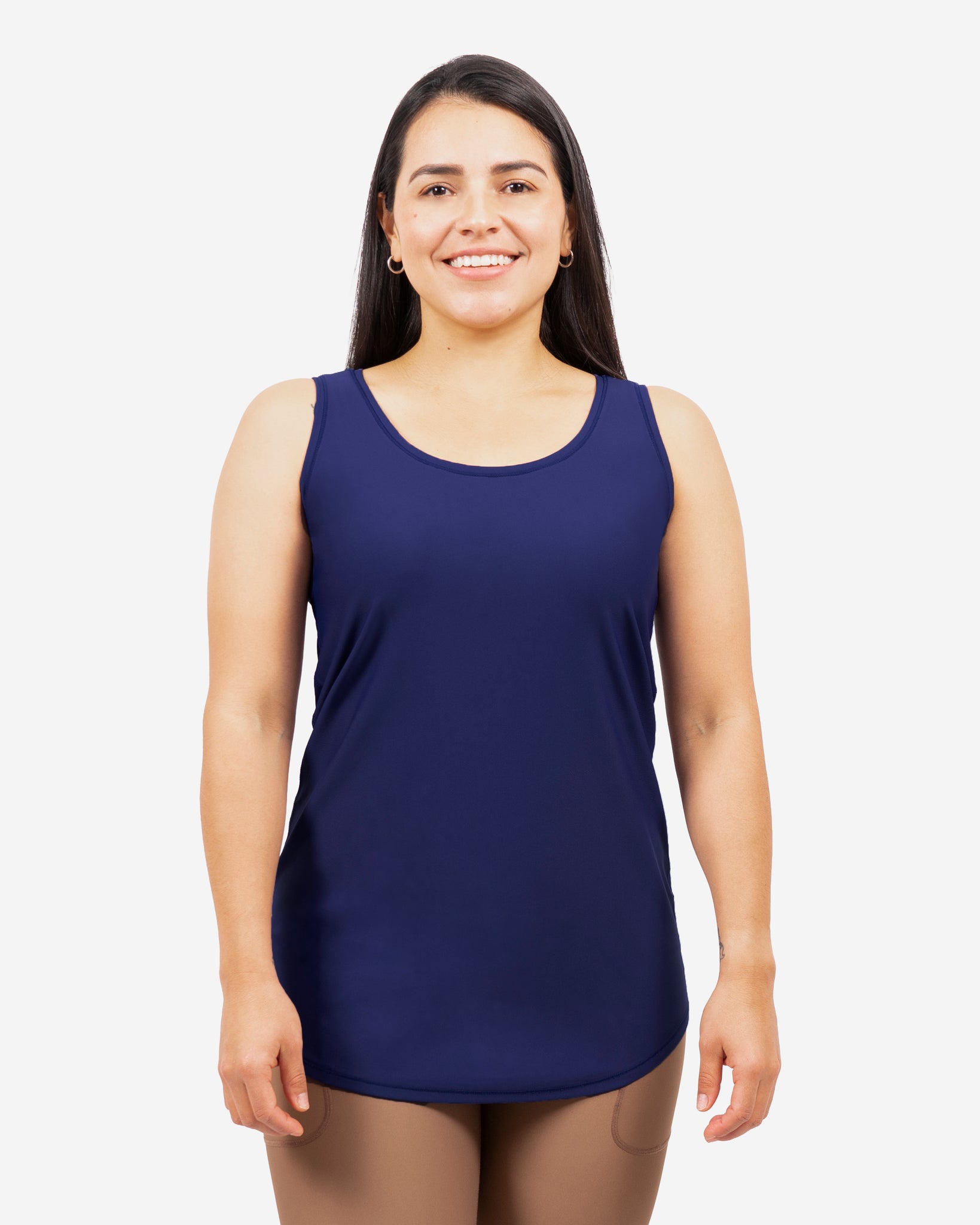Vigga Fitted Navy Top - Extra Length