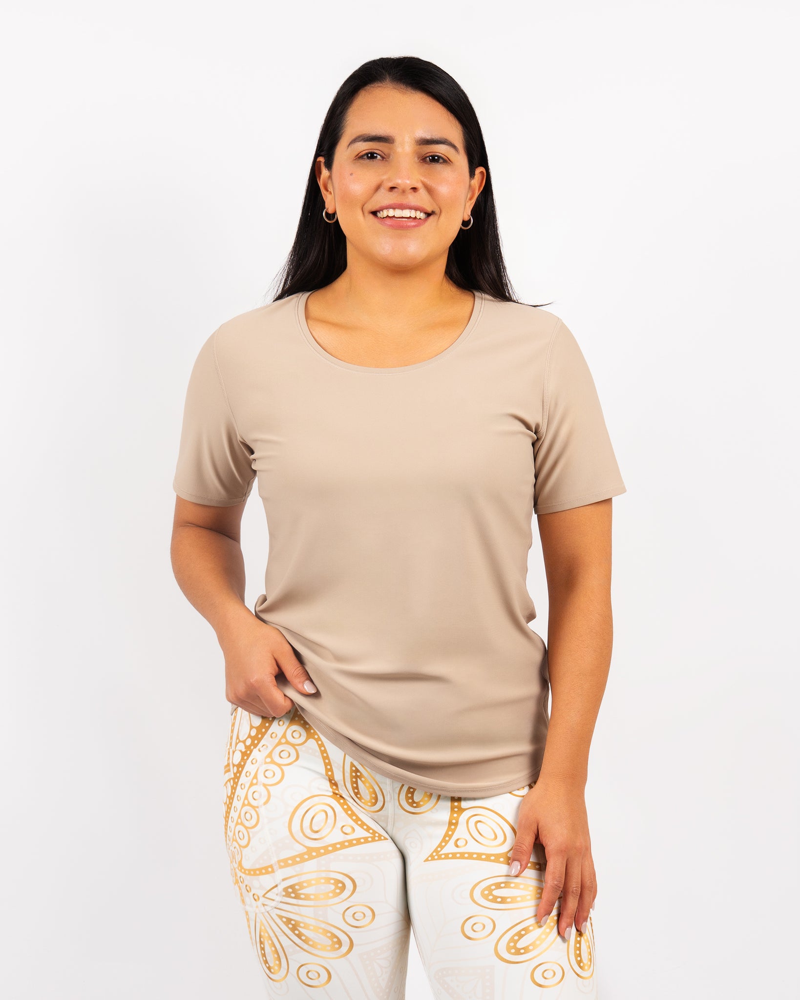 Vigga Fitted Beige T-Shirt
