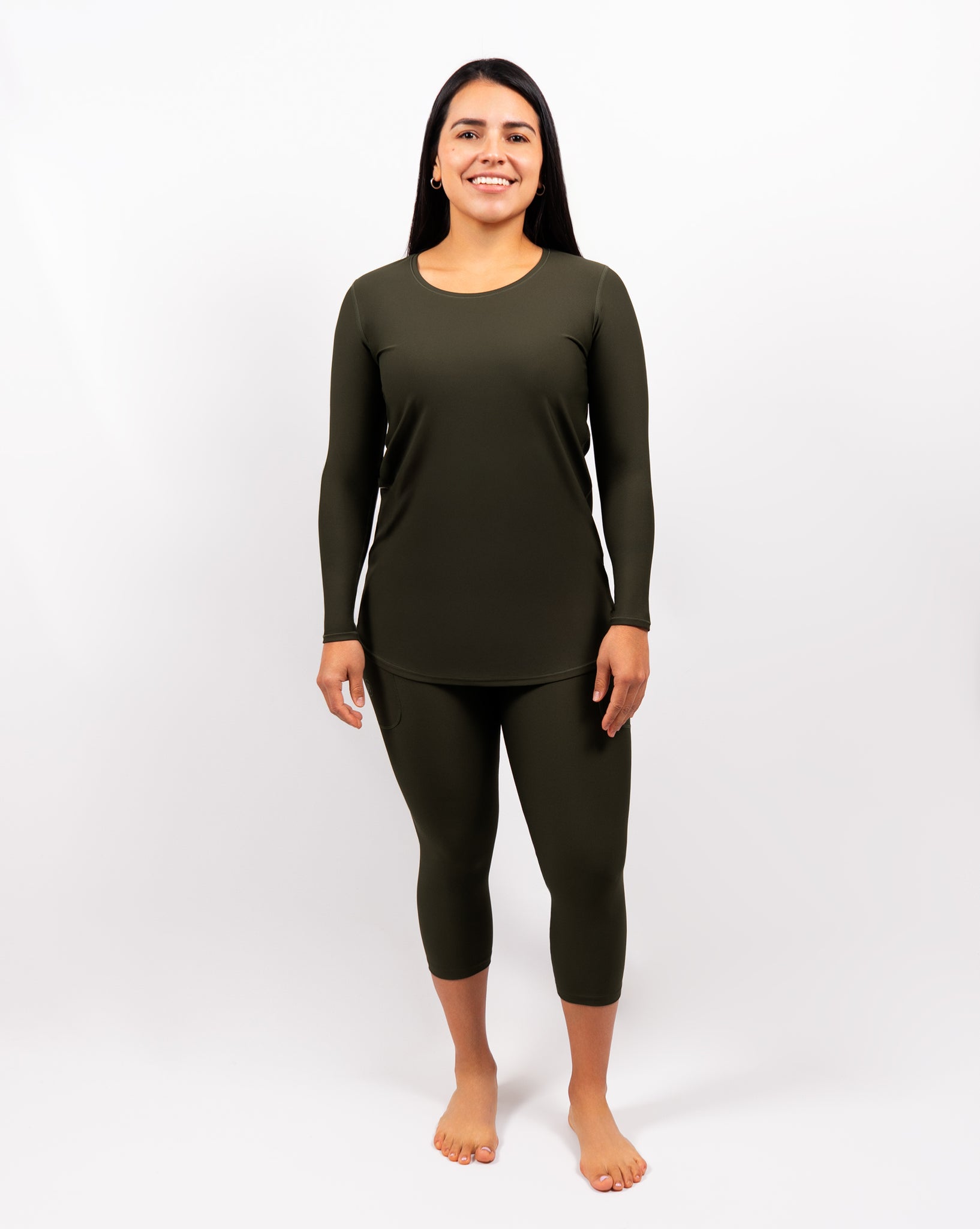 Vigga Fitted Deep Olive Long-Sleeve - Extra Length