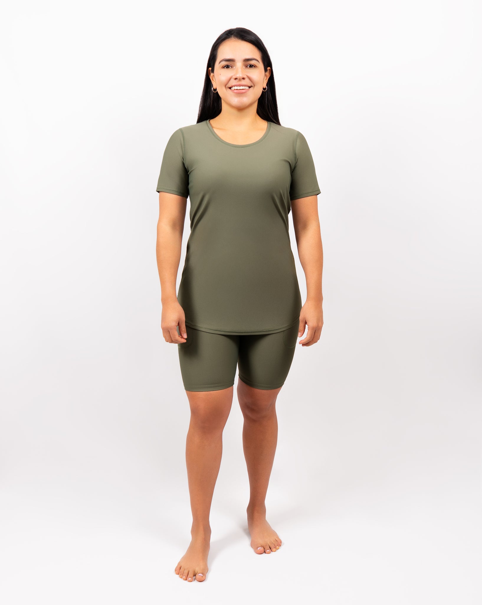 Vigga Fitted Dusty Green T-Shirt - Extra Length