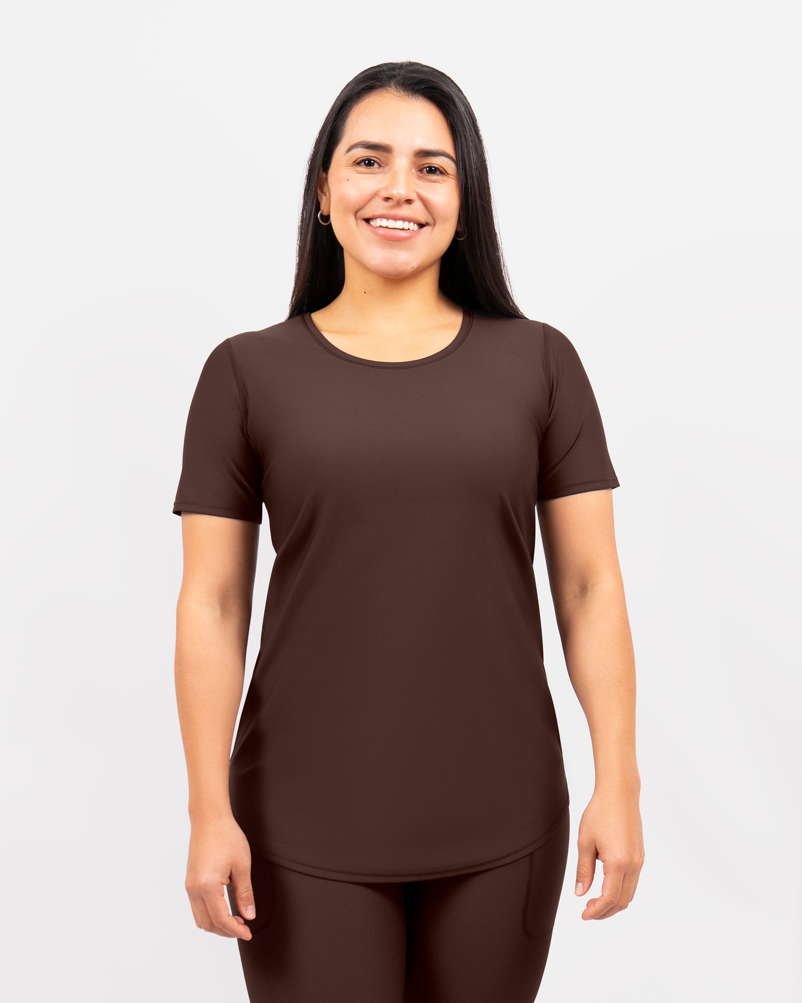 Vigga Fitted Mocha Brown T-Shirt - Extra Length