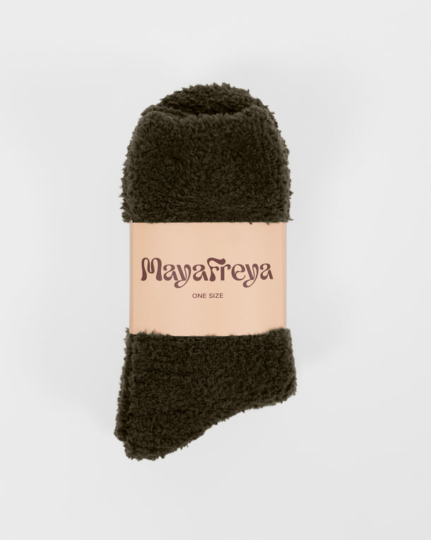 Winnie Deep Olive Cozy Socks 2-Pack