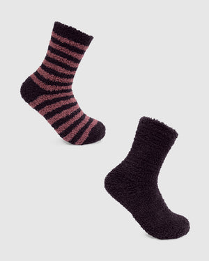 Winnie Deep Plum Cozy Socks 2-Pack