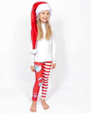 Barn i højtaljede mønstrede leggings. Meget elastiske og perfekt til leg og hverdag. Ikke gennemsigtige